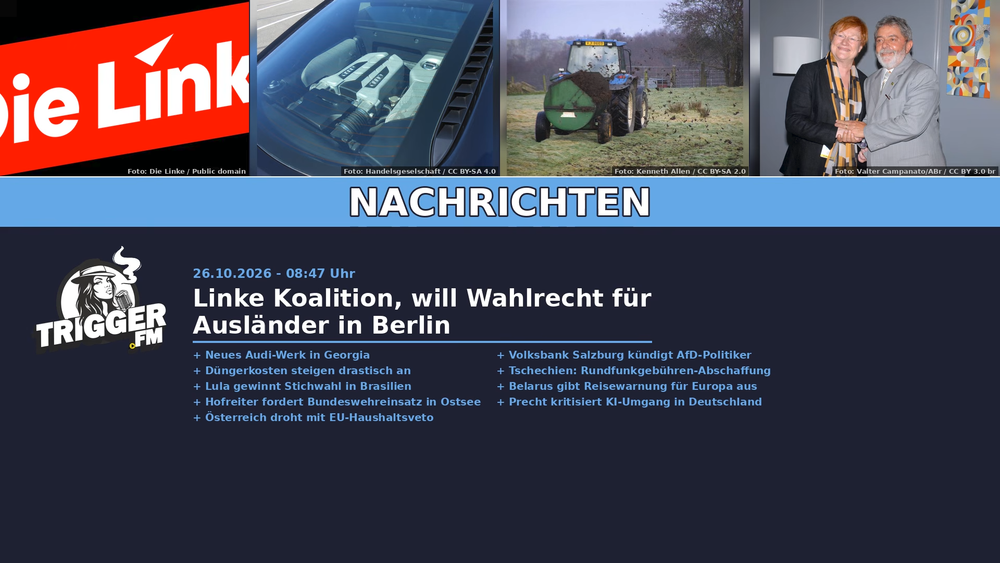 TriggerFM: Nachrichten der Freien Medien vom 26.10.2026 Beitragsbild